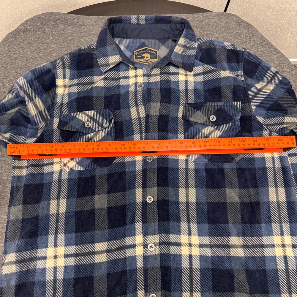 Freedom Foundry Plaid Flannel Shirt Jacket Mens XL Blue Beige White Workwear - Picture 6 of 9
